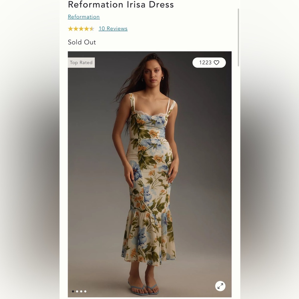 Reformation Irisa Blue and Green Floral Midi Dress